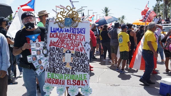 | Thousands of Puerto Ricans took to the streets of the capital San Juan against worsening of electricity services and rise in power rates on July 20 Photo Bandera RojaFacebook | MR Online