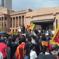 A protest in Sri Lanka in April 2022