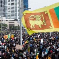 “But to watch cricket, there has to be a country left for us to watch it in, no?” A fan at the Galle Test Match that ended with an innings victory for Sri Lanka. July 11, 2022