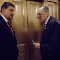 Sen. Joe Manchin and Senate Minority Leader Charles Schumer. (AP Photo/J. Scott Applewhite)