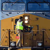 A locomotive stops to switch tracks before arriving at the Selkirk rail yard Sept. 14, 2022, in Selkirk, N.Y. (AP Photo/Hans Pennink)