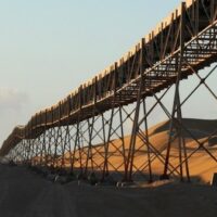 The world’s longest conveyor belt in Boucraa, a Moroccan controlled region of Western Sahara. Photo from Reddit.