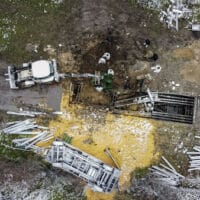 Aerial view of the site where a missile killed two men in the eastern Poland village of Przewodow, near the border with Ukraine on November 15, 2022. © Wojtek RADWANSKI, Damien SIMONART / AFP