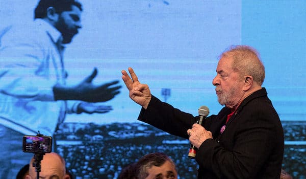 | Lula da Silva speaking at the national congress of the PT Party in 2017 Lula MarquesAgência PT CC BY 20 | MR Online