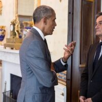 France's Ambassador to the US Gérard Araud with President Barack Obama in the White House in 2016