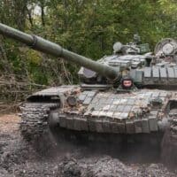 A T-72 tank of the Russian Armed Forces is pictured in Donetsk