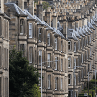 Tenement flats along Comely Bank in Edinburgh