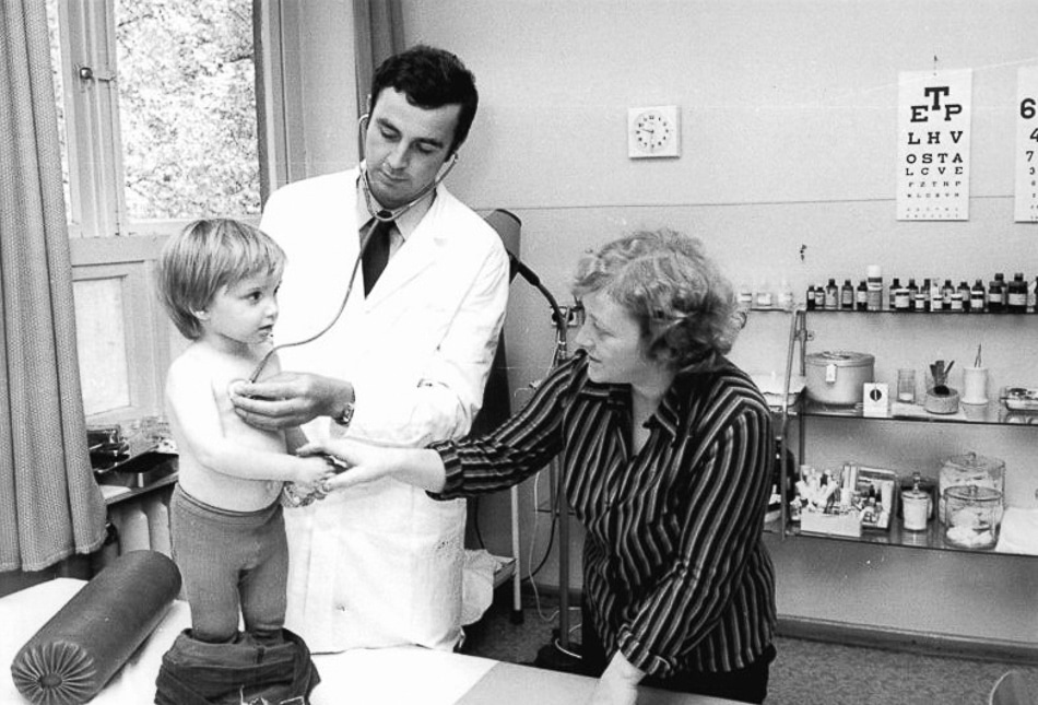 | Image 8 A paediatrician carries out an examination in a rural outpatient clinic In addition to the early detection of health abnormalities the assessment of a childs preparedness for school was also part of the preventive screenings Confidential documentation of all such examinations and findings on health and development accompanied children from birth to graduation | MR Online