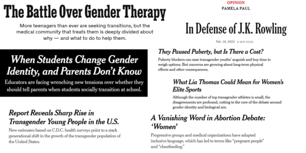 | A collage of headlines on trans issues from the New York Times | MR Online