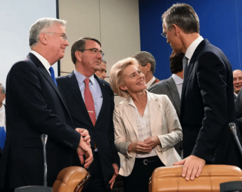 | Jens Stoltenberg UK Defense Minister Michael Fallon US Defense Secretary Ash Carter and von der Leyen in Brussels October 2015 Source militarytimescom | MR Online