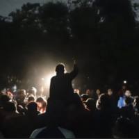 Students at Delhi's Jawaharlal Nehru University during the attempt to screen the BBC documentary on Prime Minister Narendra Modi. Photo: Aishe Ghosh/Twitter