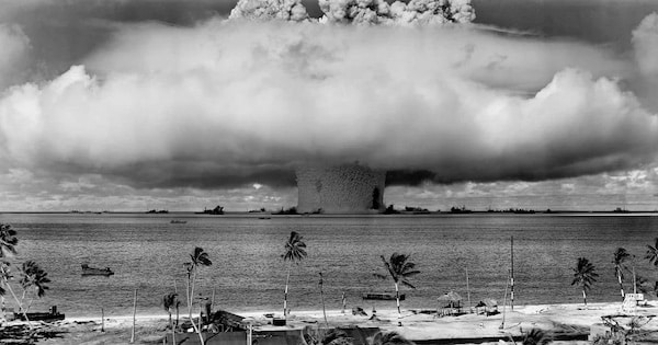 | Underwater atomic test carried out at Bikini Atoll in 1946 Photograph United States Government Navy | MR Online