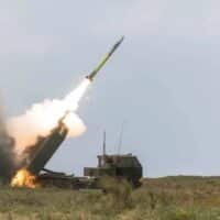 U.S. Army rocket system used for a live fire event during Balikatan 23 war exercises in the Philippines, April 26.