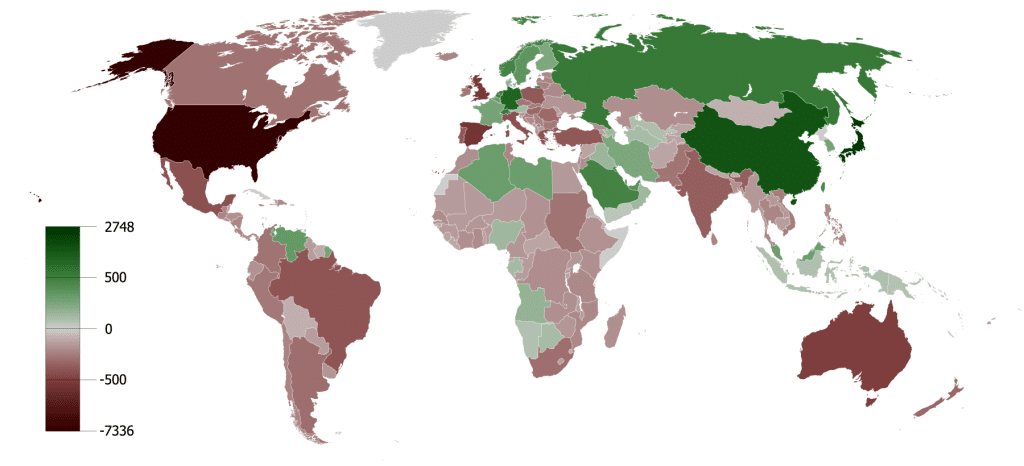 | Countries by their current account balance averaged from years 1980 to 2008 red is a deficit green is a surplus | MR Online