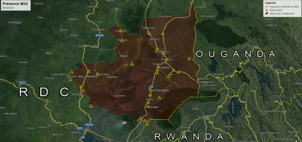 | Map depicting M23 areas of influence and operations in DRC as of February 6 2023 UN Group of Experts June 2023 report | MR Online