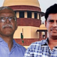 Vernon Gonsalves and (right) Arun Ferreira. In the background is the Supreme Court. Photos: File