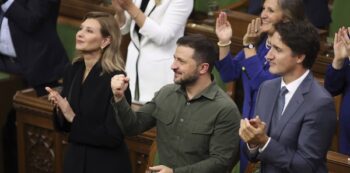 | Ukrainian President Volodymyr Zelensky and Canada | MR Online's Prime Minister Justin Trudeau recognize Yaroslav Hunka, who was in attendance and fought with the First Ukrainian Division in World War II before later immigrating to Canada, in the House of Commons on Parliament Hill in Ottawa on Friday, Sept. 22, 2023.