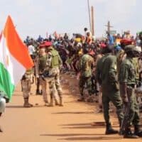 Anti-French protesters rally in support of the Niger's military government on August 28 in Niamey. Photo: Issifou Djibo / EPA / TASS