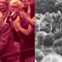 Parliamentarians gave a standing ovation to Yaroslav Hunka, a former member of the 14th Waffen Grenadier Division of the SS, the military wing of the Nazi Party, during Ukrainian President Volodymyr Zelensky’s visit to Ottawa. Photo courtesy CBC News. / SS chief Heinrich Himmler addresses a group of Waffen SS soldiers in the “eastern territories,” 1942. (US Holocaust Memorial Museum)