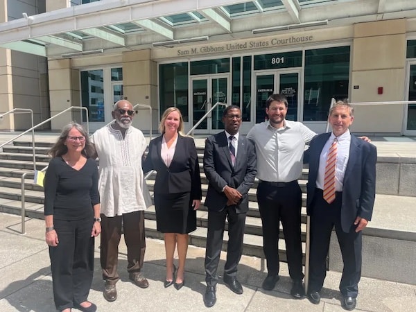 | Members of the Uhuru 3 and their defense lawyers outside the Sam Gibbons US courthouse in Tampa Florida | MR Online