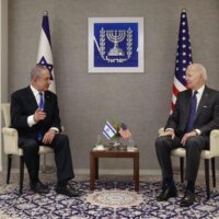 NETANYAHU AND BIDEN MEET, JULY 14, 2022. PHOTO BY ISRAELI GOVERNMENT PRESS OFFICE.