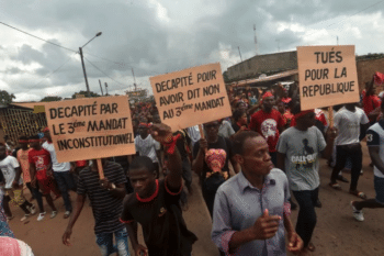 | Demonstrators hold signs reading Beheaded for saying no to unconstitutional third term and Killed for the republic during a march to denounce the deaths of protesters killed by Ouattaras security forces Source cnncom | MR Online