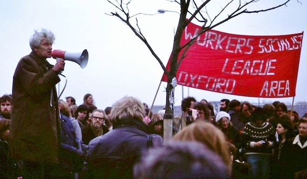 | E P Thompson addresses anti nuclear weapons rally Oxford England 1980 Source Kim Traynor Wikicommon cropped from original shared under license CC BY SA 40 | MR Online