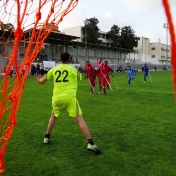 | Palestinian amputees many deliberately shot in the legs by Israeli troops play a soccer match while using their crutches in Gaza Aug 16 2023 Adel Hana | AP | MR Online