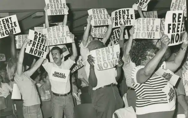 | New York City tenant organizers at a protest Find more at the Interference Archive | MR Online