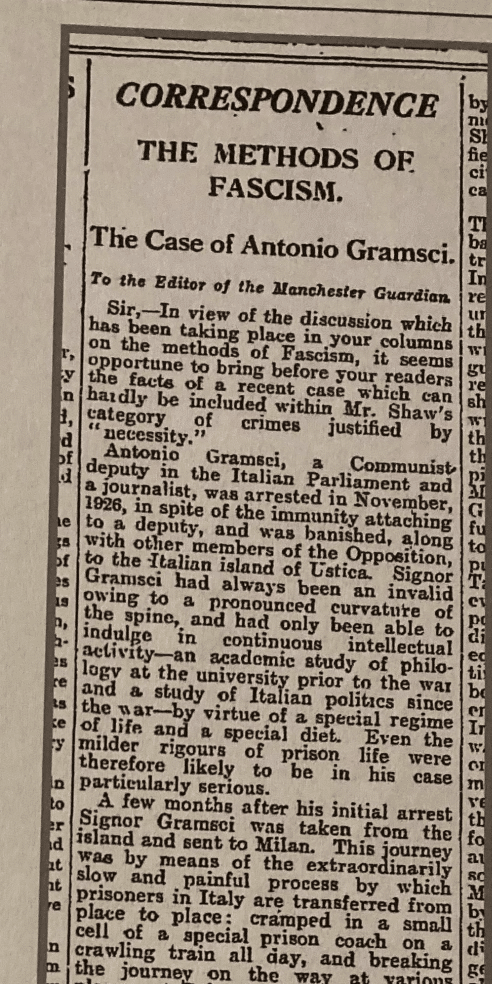 | The Methods of Fascism The Case of Antonio Gramsci published in the Manchester Guardian October 24 1927 penned by an Italian in England | MR Online