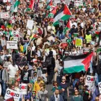 London, UK. 13th Apr, 2024. National March for Palestine-Ceasefire Now. Thousands of people from all over England march through Central London calling for an immediate ceasefie. So far over 33,000 Palestinians have been killed in the conflict following the attack on November 7th. They are asking that the UK Government stops supplying arms to Israel. (Photo: Karl Black/Alamy Live News/Pearls and Irritations)