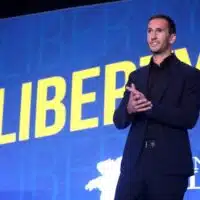 Corey A. DeAngelis speaking with attendees at Revolution 2022 hosted by Young Americans for Liberty in Kissimmee, Florida.