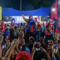 Nicolás Maduro greets thousands of supporters outside of MIraflores Palace. Photo: Zoe Alexandra