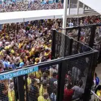 Thousands of fans at the entrance gates of Hard Rock Stadium in Miami for the Copa America. Photo: Telesur