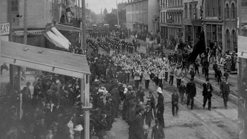 | Hamiltons Knights of Labor parading down King Street 1885 Photo courtesy Library and Archives CanadaPA 103086 | MR Online