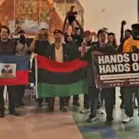 At the San Diego Black Panther Party meeting. Photo: Paolo Cruzalegui/Hands Off UHURU