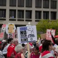 DEMONSTRATORS IN WASHINGTON, D.C., PROTEST ISRAELI PRIME MINISTER BENJAMIN NETANYAHU’S SPEECH TO CONGRESS ON JULY 24, 2024. (PHOTO: LAURA ALBAST)