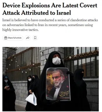 | New York Times 91824 The attacksdemonstrated Israels prowess at using military technology in ways that suggest it can strike anywhere and at any time | MR Online