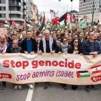 Peter Mertens marches in solidarity with Palestine in Brussels (Photo: Peter Mertens MP/X)