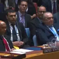 U.S. representative at the UNSC vetoes UN resolution on the recognition of Palestine. (Photo: UN, video grab)