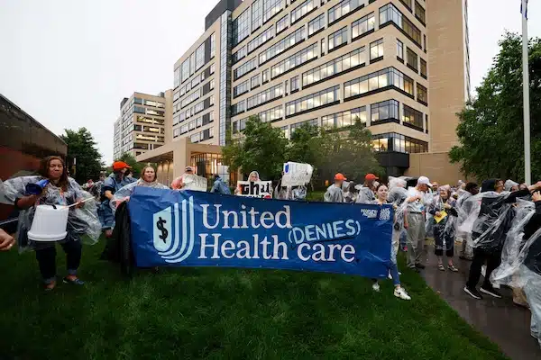 | Health care advocates risk arrest protesting care denials at UnitedHealthcare on July 15 2024 in Minnetonka Minnesota DAVID BERDING GETTY IMAGES FOR PEOPLES ACTION INSTITUTE | MR Online