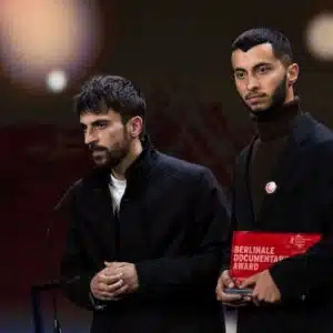 MR Online | Yuval Abraham and Basel Adra accept the Berlinale Documentary Award for their film No Other Land February 2024 | MR Online